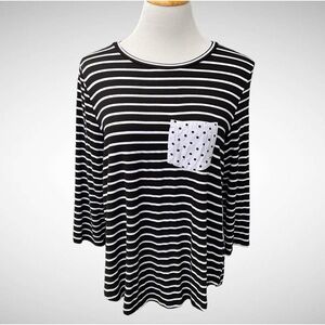 Lili’s Closet Striped Pullover T-Shirt with Contrast Pocket